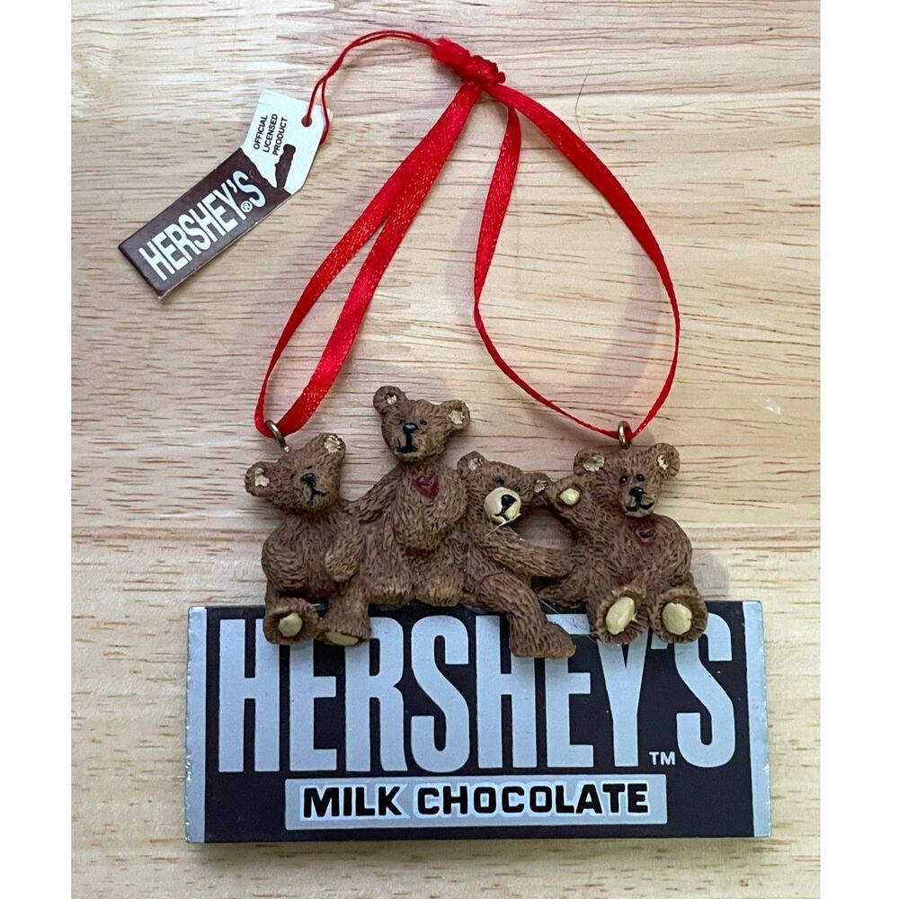 Vintage Hershey's Teddy Bears Christmas Ornament 2004 Kurt Adler Chocolate